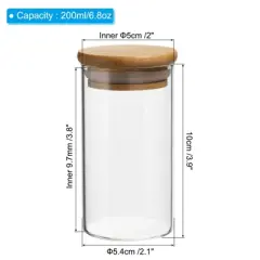 Unique Bargains Kitchen Food Storage Glass Jar with Airtight Bamboo Lid 2 Pcs