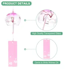 Unique Bargains Glass Outdoor Handmade Wind Chimes 4 Colors 4 Pack