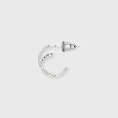 Sterling Silver Cubic Zirconia Faux Duo Stud Hoop Earrings - A New Day&trade; Silver