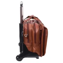 McKlein 15" West Town Pebble Grain Calfskin Leather Detachable Wheeled Laptop Bag - Brown