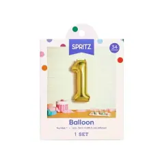 34" Number 1 Foil Balloon - Spritz&trade;: Gold Birthday Decoration, Solid Pattern, All Ages