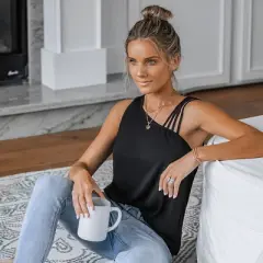 Women's Strappy Asymmetrical Neck Top - Cupshe