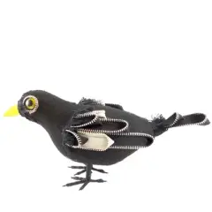 Demdaco 5.25 In Zippered Crow Halloween Figurine , Halloween Decor Black Bird Fabric Figurine (1PC)