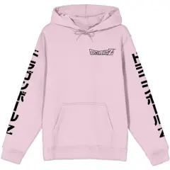 Dragon Ball Z Characters on Back with Kanji Sleeves Men's Pink Graphic Hoodie