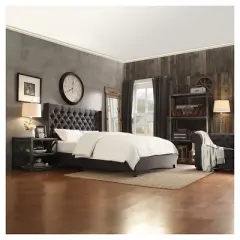 Highland Park Button Tufted Wingback Platform Bed - Inspire Q