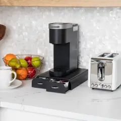 Mind Reader Single-Serve Pod Organizer 2 Drawers 24 Pod Capacity Black: Coffee Pod Drawer & Accessories