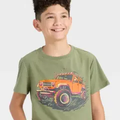 Boys' Short Sleeve Off Road Truck Graphic T-Shirt - Cat & Jack&trade; Olive Green/Orange