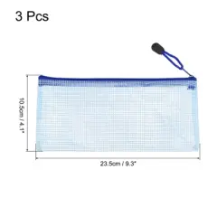 Unique Bargains PVC Waterproof Zipper Home Office Travel Supply File Bags 3 Pcs