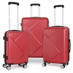 Oumilen Hardside Spinner Luggage Sets in Stripe Red, 3 Piece - TSA Lock