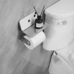 Wall Mount Toilet Paper Holder with Mobile Shelf Stainless Steel Rustproof Tissue Paper Holder