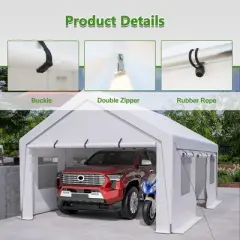 Gulches 13'x20' Heavy Duty Steel Carport Storage Canopy Garage Tent with Removable Sidewalls, Durable Outdoor Shelter