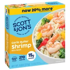 Scott & Jon's Gluten Free Garlic Butter Shrimp Rice Bowl Frozen Meal - 9.6oz