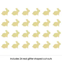 Big Dot of Happiness Gold Glitter Bunnies - No-Mess Real Gold Glitter Cut-Outs - Easter Confetti - Set of 24
