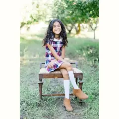 Hope & Henry Girls' Short Sleeve Peter Pan Collar Pleated Schoolgirl Dress, Infant