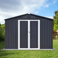 NicBex 12x10 FT Outdoor Storage Shed with 2 Integrated Punched Vents,Metal Outdoor Shed with Apex Roof,Storage Sheds for Garden