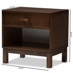 Deirdre Modern and Contemporary Wood 1 Drawer Nightstand - Baxton Studio