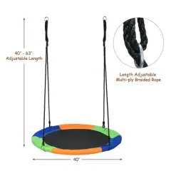 Costway 40'' Flying Saucer Tree Swing Outdoor Play Set w/ Adjustable Ropes Colorful/Camouflage Green