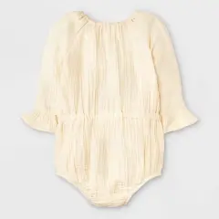 Grayson Collective Baby Girls' Bow Gauze Bubble Romper - Cream