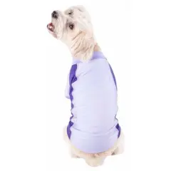 Pet Life Active Barko Pawlo Relax-Stretch Wick-Proof Dog and Cat Polo T-Shirt - Purple - XS