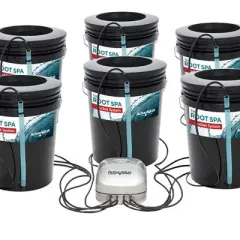 Active Aqua RS5GAL8SYS Root Spa 5 Gallon Hydroponic 8 Bucket Deep Water Culture Grow Kit System with Multi-Purpose Air Hose and Air Pump, Black
