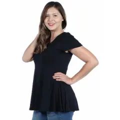 24seven Comfort Apparel Women's Plus Short Sleeve Tunic T Shirt