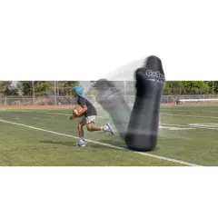 GoSports Football Blocking and Tackling Dummy with Water Weighted Base - Football Training Equipment for Practice - 6 ft Tall Inflatable - Black
