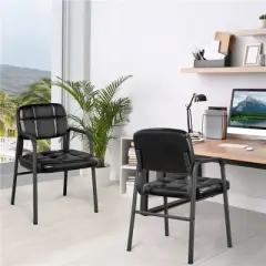 Yaheetech 2pcs Upholstered Office Reception Chairs with Armrest for Home & Office
