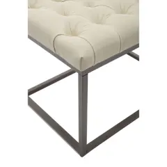 24" Button Tufted Metal Ottoman - WOVENBYRD