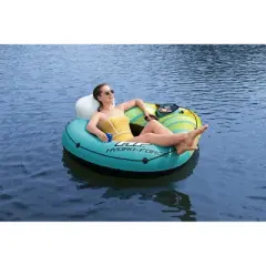Bestway Hydro Force Alpine Single Person Cool Mesh Seat River and Lake Float Tube with Removable Drink Cooler and Wrap Around Grab Rope