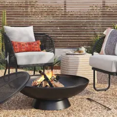 32.6" Metal Wood Burning Bowl with Spark Screen - Threshold&trade;