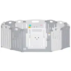 Dream On Me 14 Panel Oasis Play Center, Play Pen, Playard in Grey and White