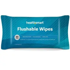 HealthSmart 60 Count Flushable Wipes, Gentle on Sensitive Skin, Easily Disintegrates, Alcohol-Free Wipes for Adults or Babies, FSA & HSA Eligible