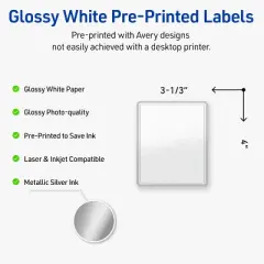 Avery Rectangle Labels, Silver Border, 4" x 3-1/3", 40ct