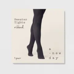 Women's Ribbed Sweater Tights - A New Day&trade; Black