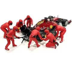Formula One F1 Pit Crew 7 Figurine Set Team Red Release II for 1/18 Scale Models by American Diorama
