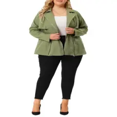 Agnes Orinda Women's Plus Size Zipper Drawstring Boyfriend Jacket