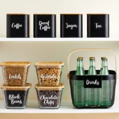 Talented Kitchen 135 Pack White Cursive Pantry Labels, Kitchen Food Storage Label Stickers for Containers, Jars and Canisters