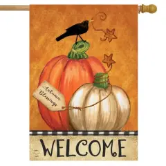Rustic Pumpkins Fall House Flag Primitive Welcome Crow 28" x 40" Briarwood Lane