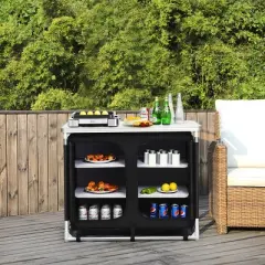 Costway Portable BBQ Aluminum Camping Table Kitchen Cook Station w/ Storage Organizer