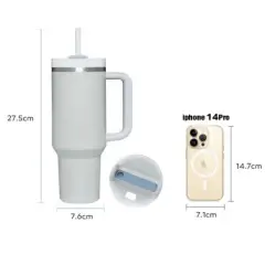 30OZ Straw Coffee Insulation Cup W/ Handle Portable Car Stainless Steel Water Bottle LargeCapacity Travel BPA Free Thermal Mug