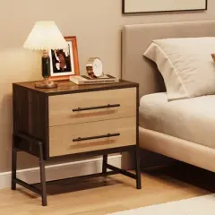 Whizmax Nightstand with Drawer Bedside Table with Metal Frame