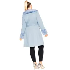 Women's Plus Size Make Me Blush Coat - powder blue | CITY CHIC