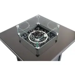 25 inch H x 30 inch W Steel Outdoor Fire Pit Table with Lid