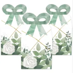 Big Dot of Happiness Boho Botanical - Square Favor Gift Boxes - Greenery Party Bow Boxes - Set of 12