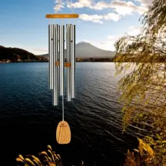 Woodstock Wind Chimes Signature Collection, Chimes of Kyoto, 25'' Silver Wind Chime KWS