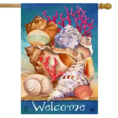 Seashell Welcome Summer House Flag Beach Nautical 28" x 40" Briarwood Lane