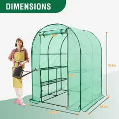 EAGLE PEAK 3-Tier Greenhouse, 8 Wire Shelves, 56.3"x56.3"x76.8", Clear/Green PE Cover