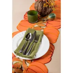 Design Imports  Embroidered Pumpkin Table Runner, Orange, 14X60"