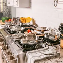 BergHOFF 12Pc 18/10 Stainless Steel Cookware Set with Glass Lid, Belly Shape