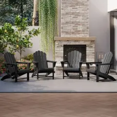 WestinTrends Highland Outdoor Patio HDPE Adirondack Chairs With Cup Holders (Set of 4)